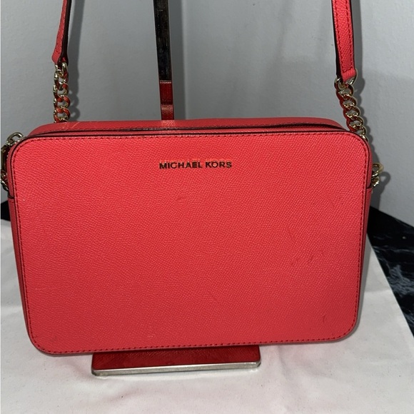 Michael Kors Handbag Jet Set Powder Leather Crossbody Bag Purse AUTHENTIC - Picture 4 of 12